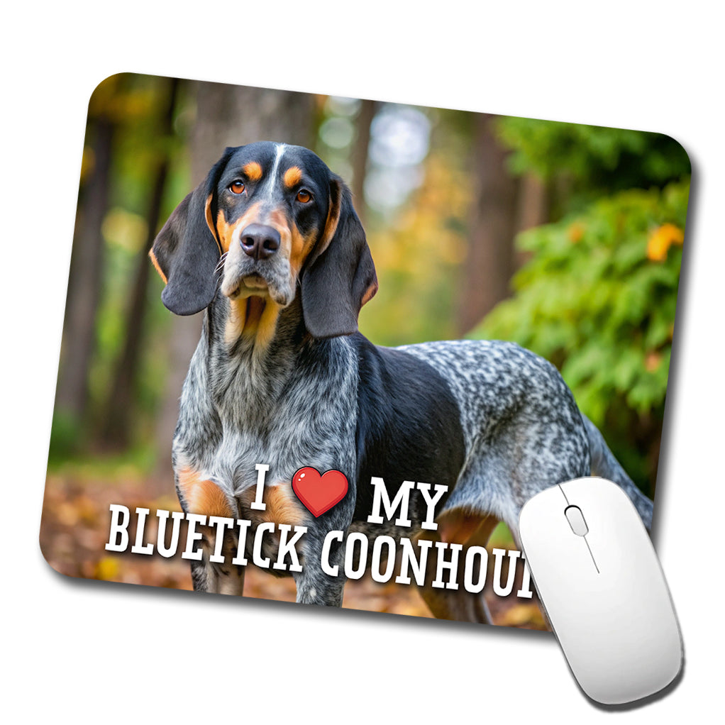 I Love My Bluetick Coonhound Dog Heart Low Profile Mouse Pad Mat