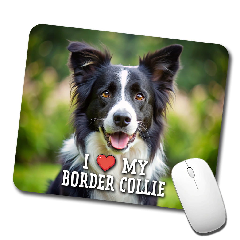 I Love My Border Collie Dog Heart Low Profile Mouse Pad Mat