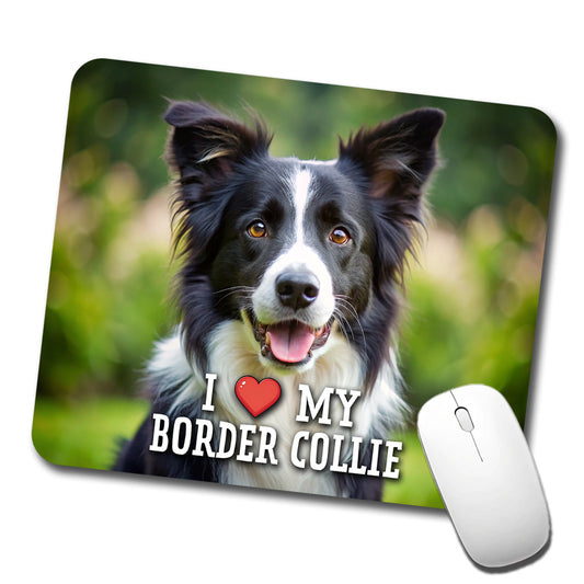 I Love My Border Collie Dog Heart Low Profile Mouse Pad Mat