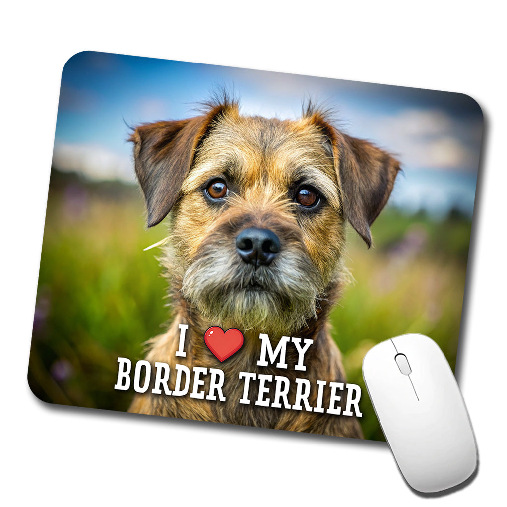 I Love My Border Terrier Dog Heart Low Profile Mouse Pad Mat
