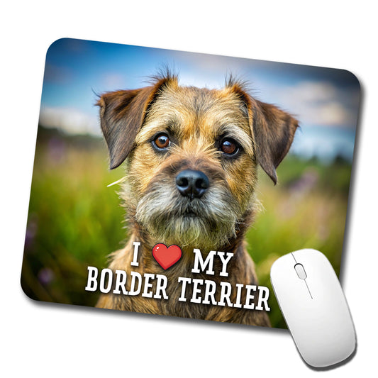 I Love My Border Terrier Dog Heart Low Profile Mouse Pad Mat