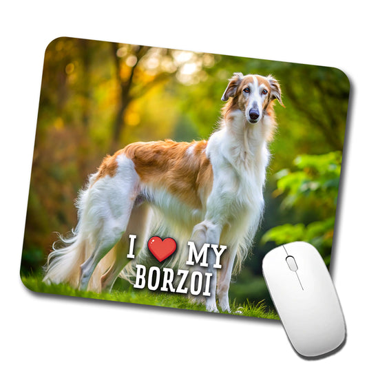I Love My Borzoi Dog Heart Low Profile Mouse Pad Mat