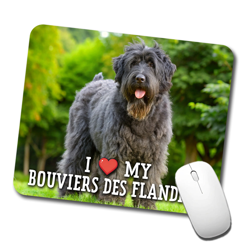 I Love My Bouviers Des Flandres Dog Heart Low Profile Mouse Pad Mat