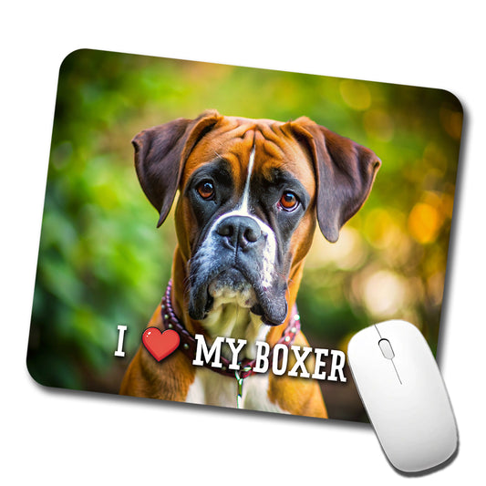I Love My Boxer Dog Heart Low Profile Mouse Pad Mat
