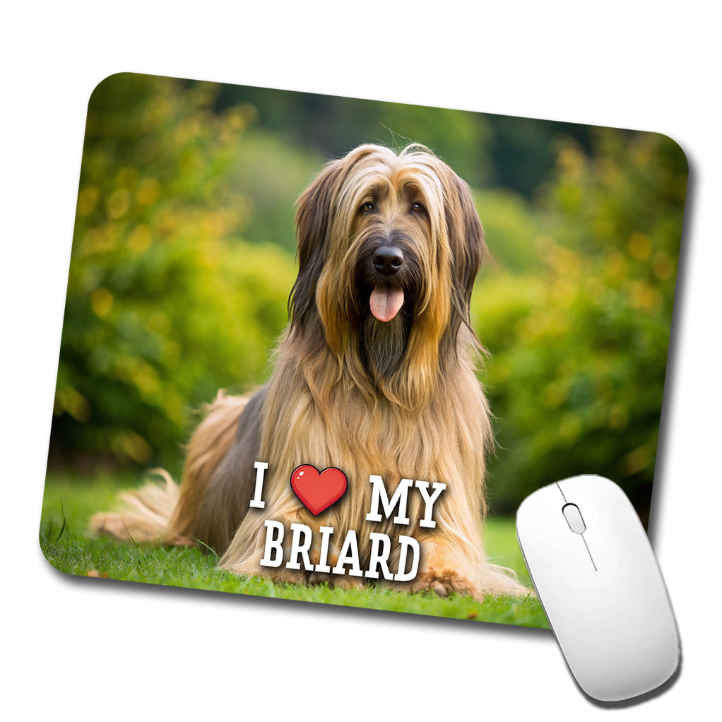 I Love My Briard Dog Heart Low Profile Mouse Pad Mat
