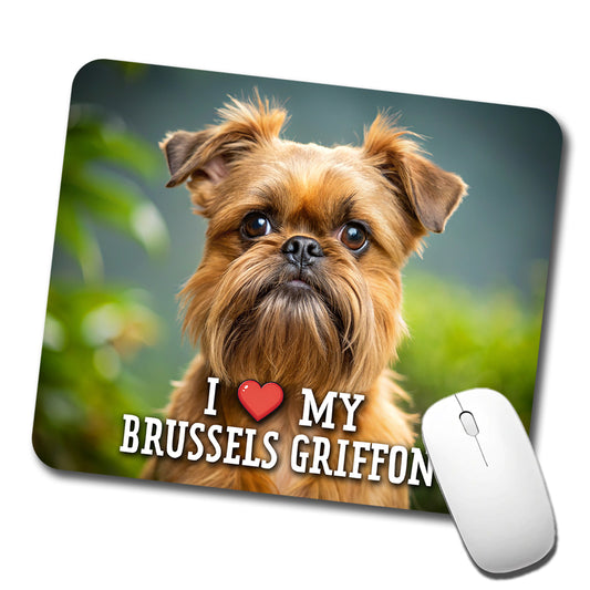 I Love My Brussels Griffon Dog Heart Low Profile Mouse Pad Mat