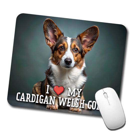 I Love My Cardigan Welsh Corgi Dog Heart Low Profile Mouse Pad Mat