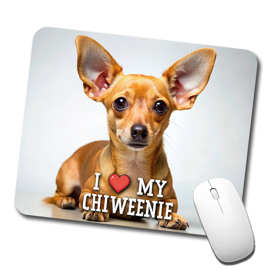 I Love My Chiweenie Dog Heart Low Profile Mouse Pad Mat