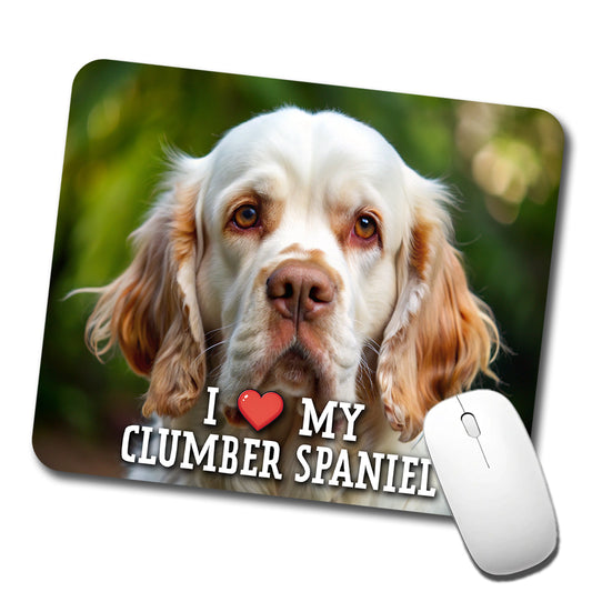 I Love My Clumber Spaniel Dog Heart Low Profile Mouse Pad Mat