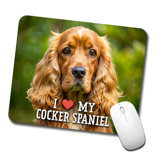 I Love My Cocker Spaniel Dog Heart Low Profile Mouse Pad Mat