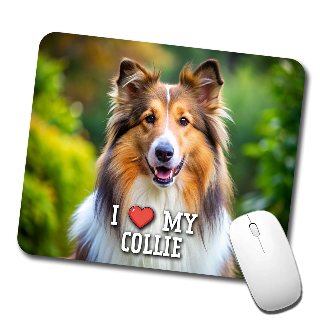 I Love My Collie Dog Heart Low Profile Mouse Pad Mat