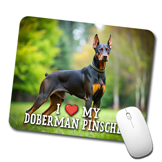 I Love My Doberman Pinscher Dog Heart Low Profile Mouse Pad Mat