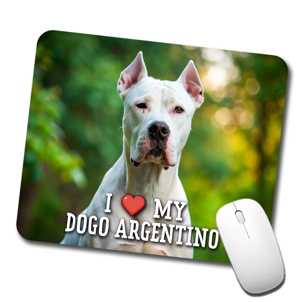 I Love My Dogo Argentino Dog Heart Low Profile Mouse Pad Mat