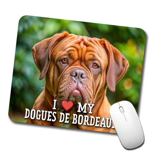 I Love My Dogues De Bordeaux Dog Heart Low Profile Mouse Pad Mat