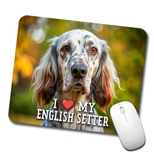 I Love My English Setter Dog Heart Low Profile Mouse Pad Mat