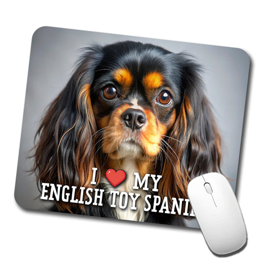 I Love My English Toy Spaniel Dog Heart Low Profile Mouse Pad Mat