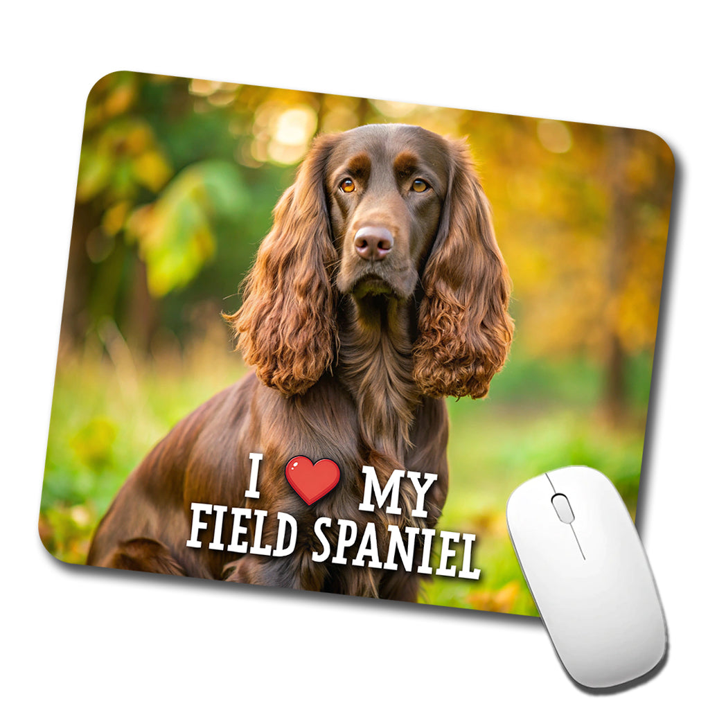 I Love My Field Spaniel Dog Heart Low Profile Mouse Pad Mat