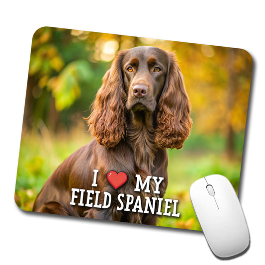 I Love My Field Spaniel Dog Heart Low Profile Mouse Pad Mat