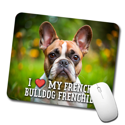 I Love My French Bulldog Frenchie Dog Heart Low Profile Mouse Pad Mat