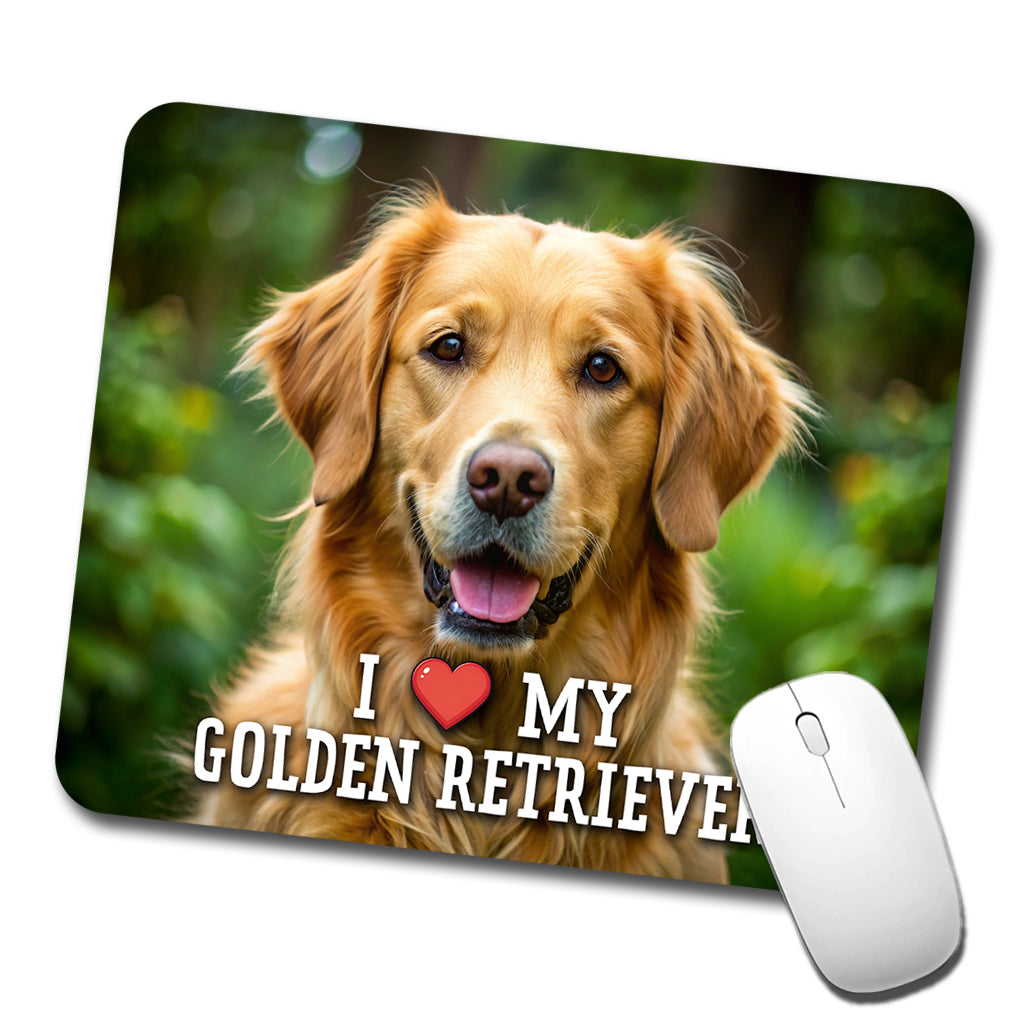 I Love My Golden Retriever Dog Heart Low Profile Mouse Pad Mat