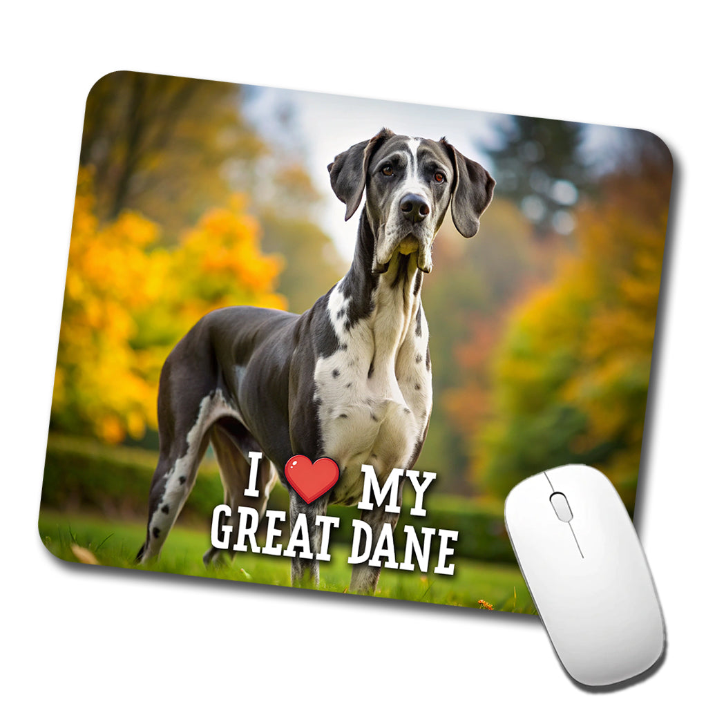 I Love My Great Dane Dog Heart Low Profile Mouse Pad Mat