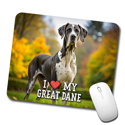 I Love My Great Dane Dog Heart Low Profile Mouse Pad Mat