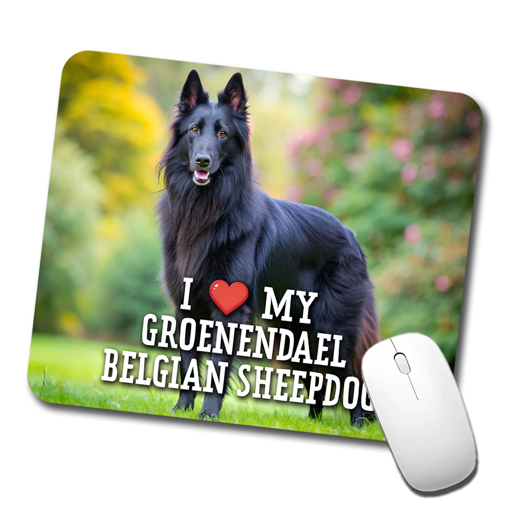 I Love My Groenendael Belgian Sheepdog Dog Heart Low Profile Mouse Pad Mat