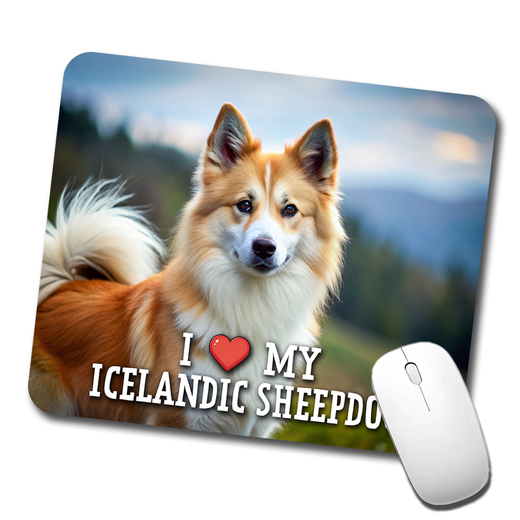I Love My Icelandic Sheepdog Dog Heart Low Profile Mouse Pad Mat