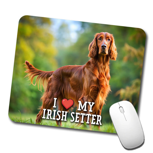 I Love My Irish Setter Dog Heart Low Profile Mouse Pad Mat
