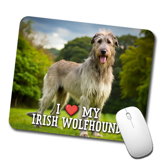 I Love My Irish Wolfhound Dog Heart Low Profile Mouse Pad Mat