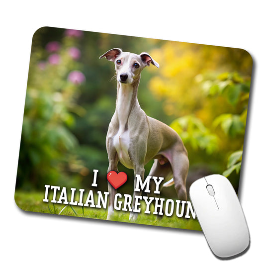 I Love My Italian Greyhound Dog Heart Low Profile Mouse Pad Mat