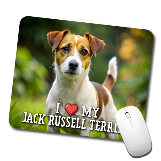 I Love My Jack Russell Terrier Dog Heart Low Profile Mouse Pad Mat