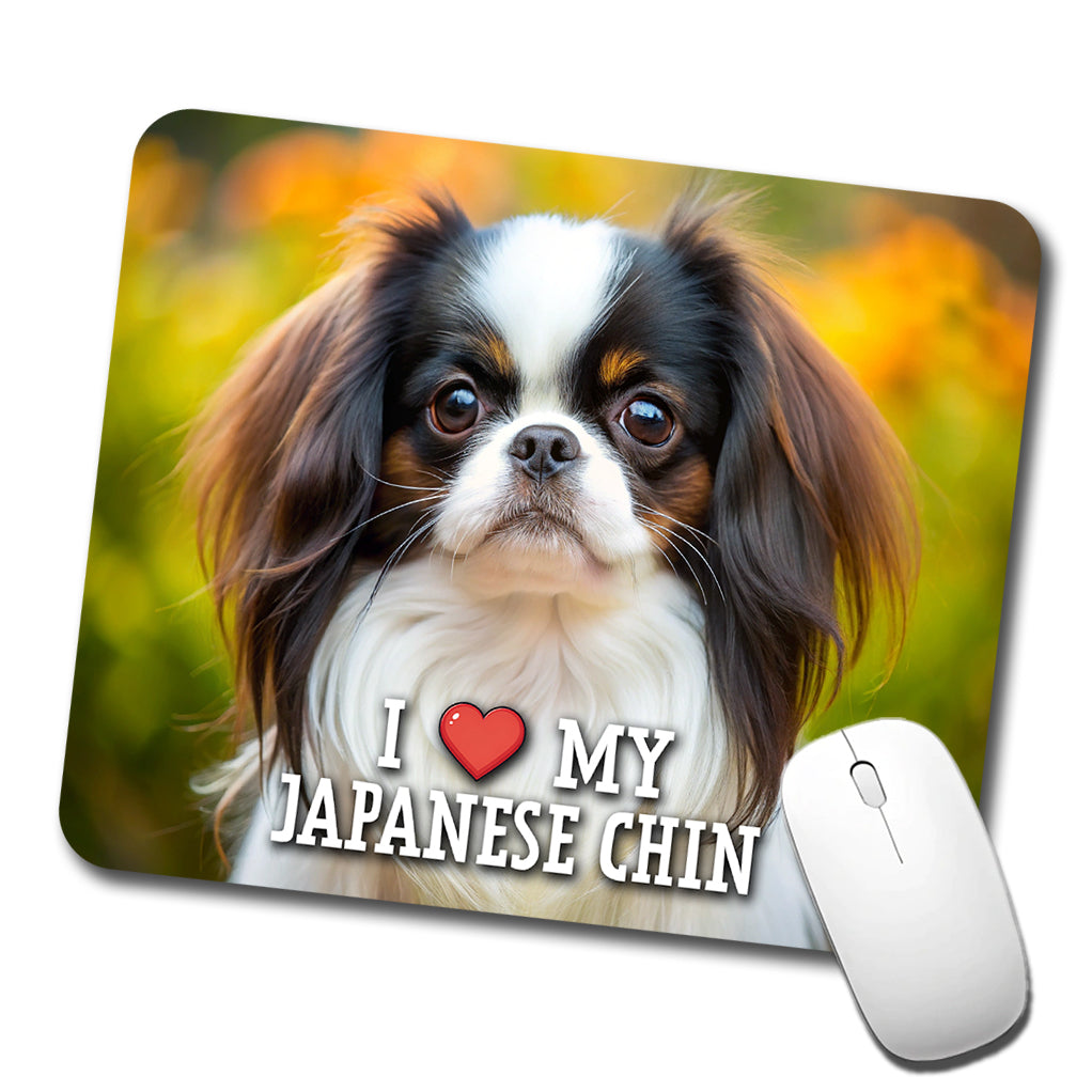 I Love My Japanese Chin Dog Heart Low Profile Mouse Pad Mat