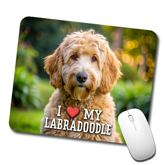 I Love My Labradoodle Dog Heart Low Profile Mouse Pad Mat