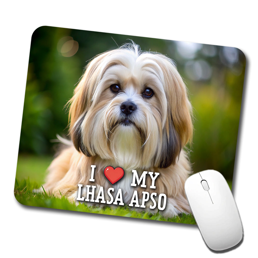 I Love My Lhasa Apso Dog Heart Low Profile Mouse Pad Mat