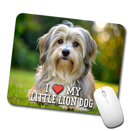 I Love My Little Lion Dog Heart Low Profile Mouse Pad Mat