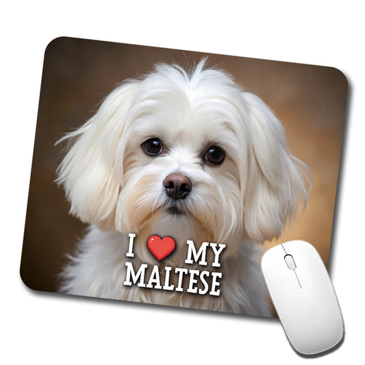 I Love My Maltese Dog Heart Low Profile Mouse Pad Mat