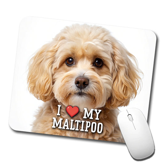 I Love My Maltipoo Dog Heart Low Profile Mouse Pad Mat