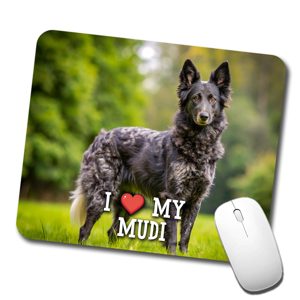 I Love My Mudi Dog Heart Low Profile Mouse Pad Mat