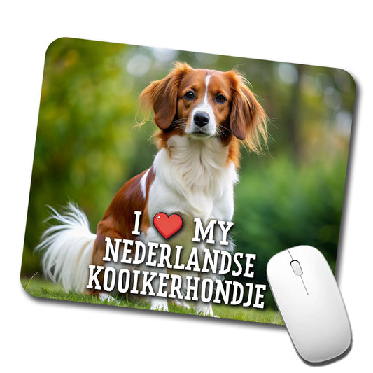 I Love My Nederlandse Kooikerhondje Dog Heart Low Profile Mouse Pad Mat