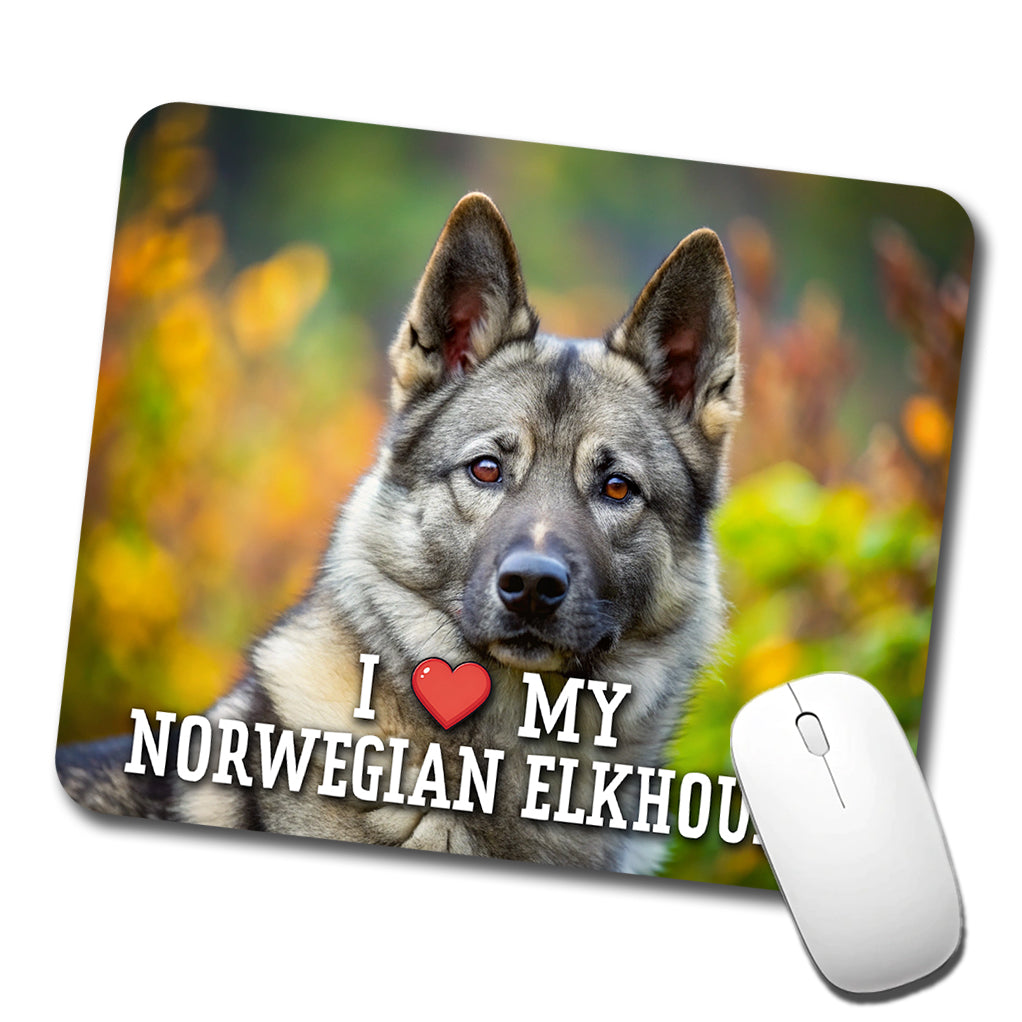 I Love My Norwegian Elkhound Dog Heart Low Profile Mouse Pad Mat