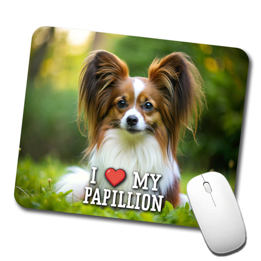 I Love My Papillion Dog Heart Low Profile Mouse Pad Mat