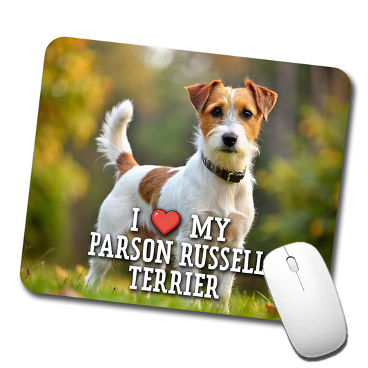 I Love My Parson Russell Terrier Dog Heart Low Profile Mouse Pad Mat