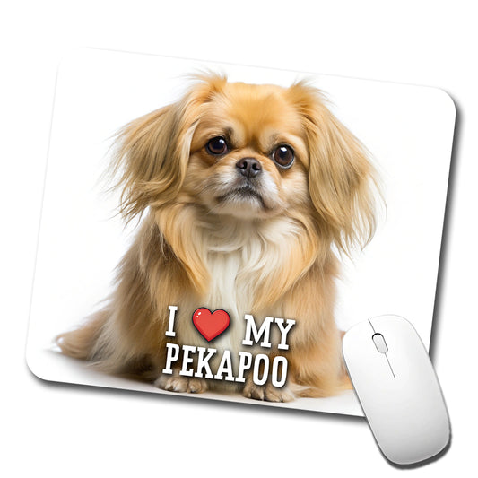 I Love My Pekapoo Dog Heart Low Profile Mouse Pad Mat