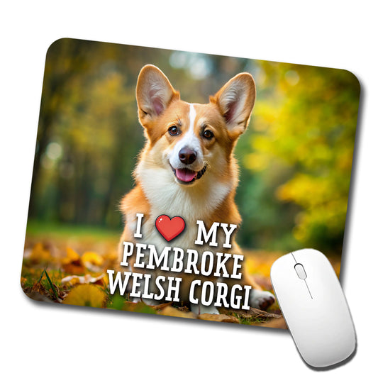 I Love My Pembroke Welsh Corgi Dog Heart Low Profile Mouse Pad Mat