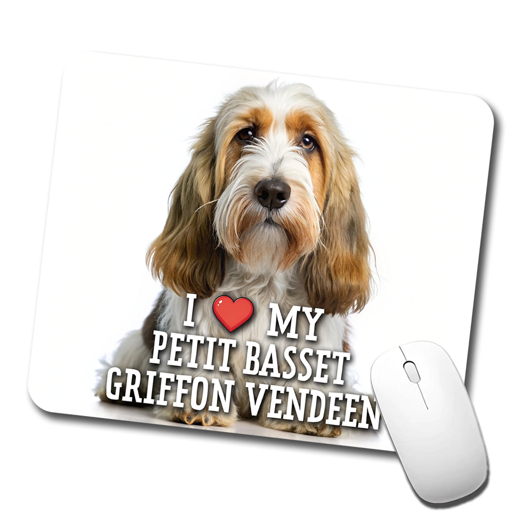 I Love My Petit Basset Griffon Vendeen Dog Heart Low Profile Mouse Pad Mat