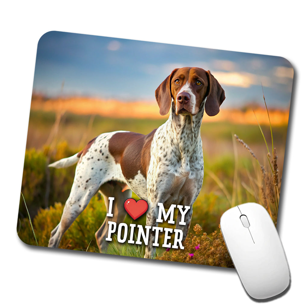 I Love My Pointer Dog Heart Low Profile Mouse Pad Mat