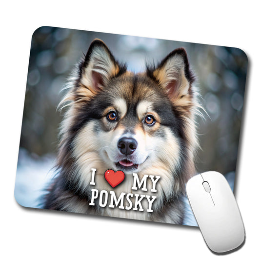 I Love My Pomsky Dog Heart Low Profile Mouse Pad Mat