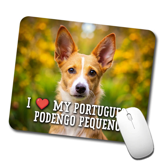 I Love My Portuguese Podengo Pequeno Dog Heart Low Profile Mouse Pad Mat