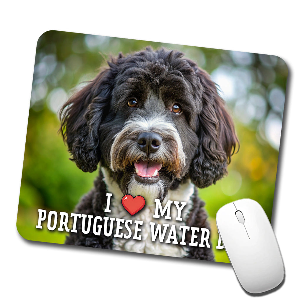 I Love My Portuguese Water Dog Heart Low Profile Mouse Pad Mat